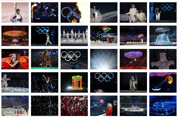 cenas da grande festa de abertura da Olimpíada de Inverno 2010
