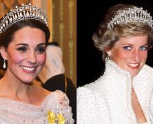 COM VESTIDO BRILHANTE, DUQUESA DE CAMBRIDGE USA TIARA FAVORITA DA PRINCESA DIANA EM NOITE DE GALA